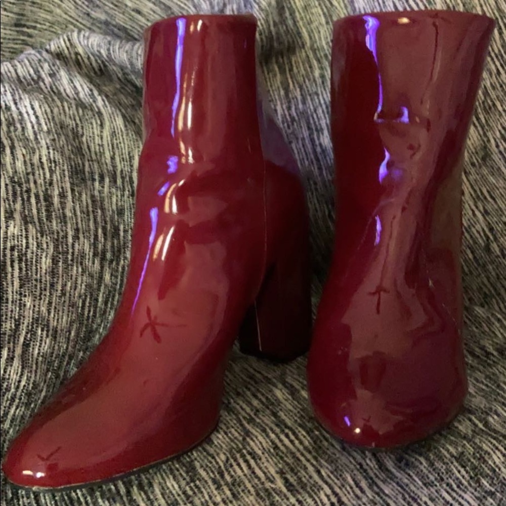 Patent leather red ladies boots size 9